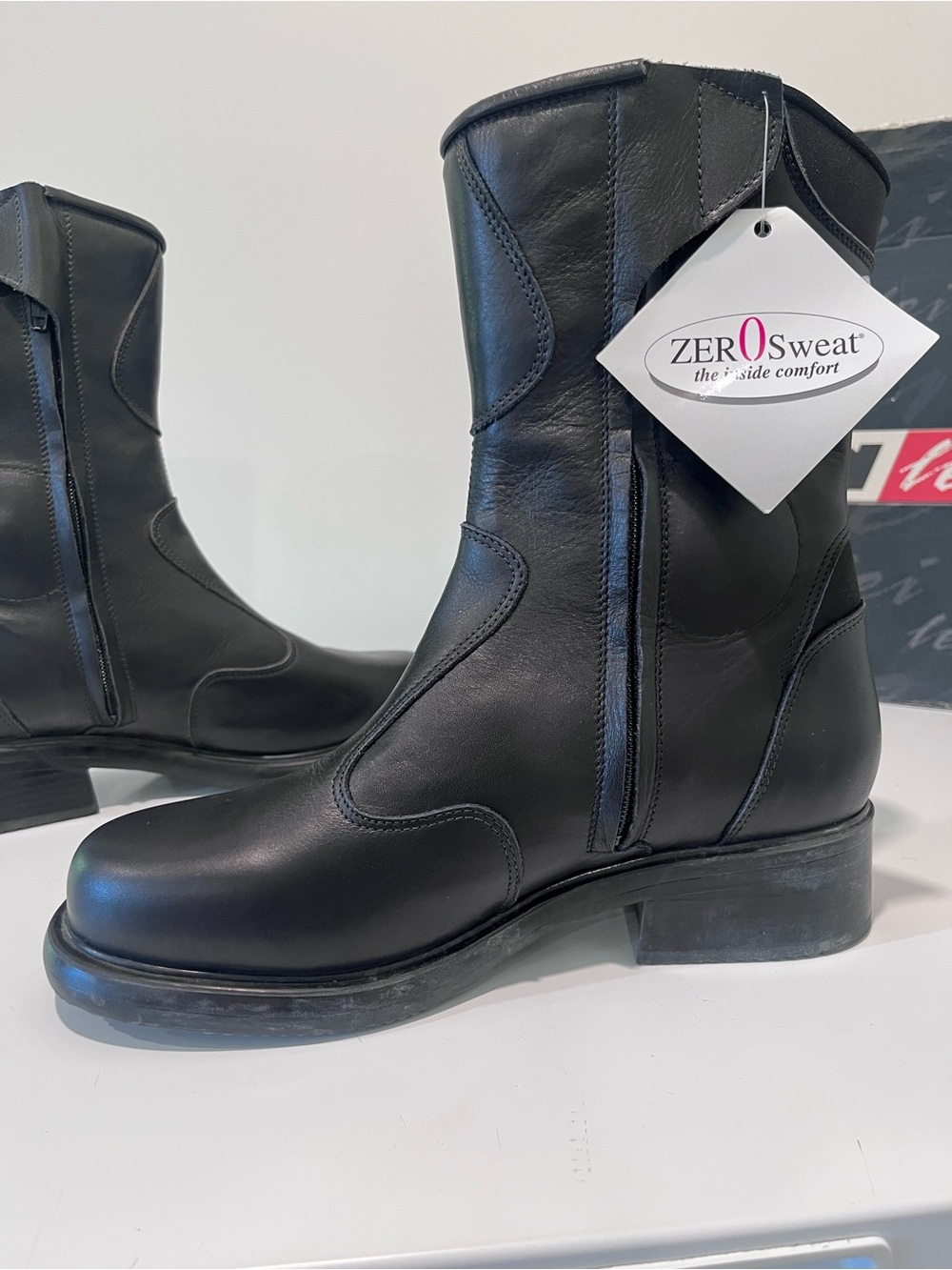 SIDI LEI NWT Black Leather Women's Riding Heeled Leather Motorcycle Boots Italy - Picture 6 of 15